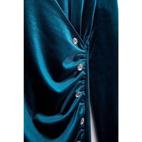 JEWELED VELVET GREEN - AQUA DRESS ZARA NWT - Picture 7 of 10